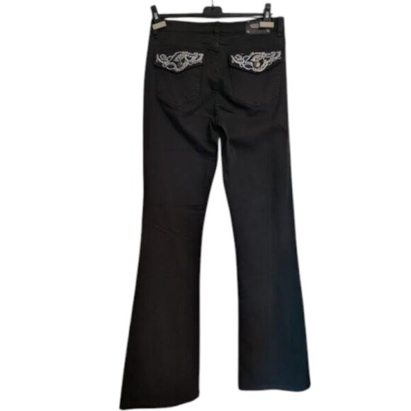 NTW Y2K Tru Luxe Womens Black Denim Jewel Embellished Bootcut Jeans Size 10 - Picture 7 of 7